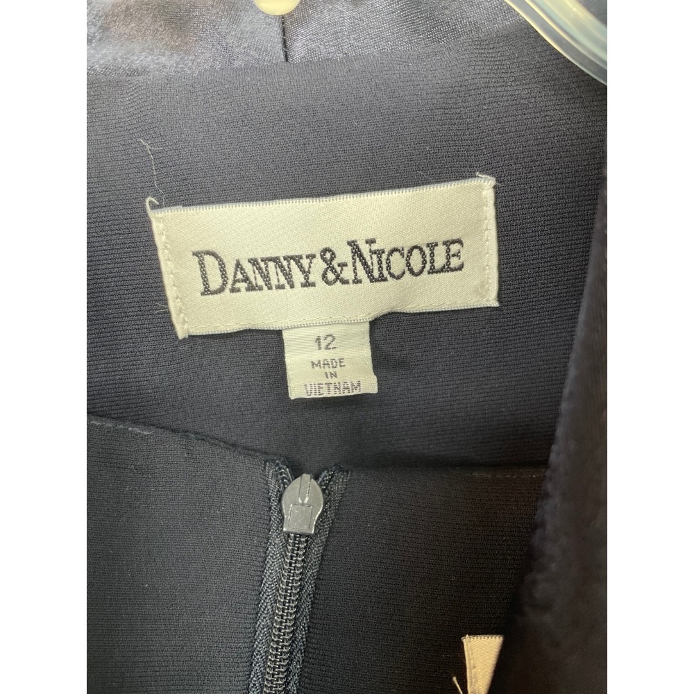 NOS Danny & Nicole Womens Dress Set 12 2pc Navy Blue Satin Trim Formal Maxi Set - Picture 7 of 16